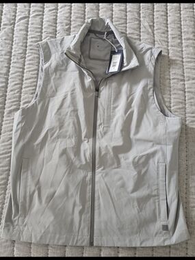 Vineyard Vines Men's Light Gray Zip-Front Vest- MEDIUM